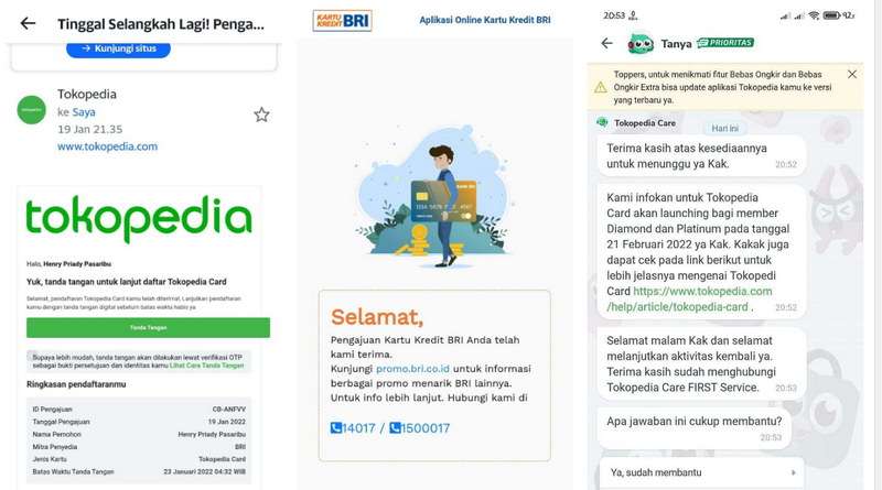 Cara Daftar Kartu Kredit Tokopedia Card