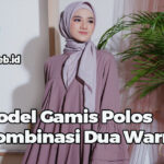 Model Gamis Polos Kombinasi Dua Warna