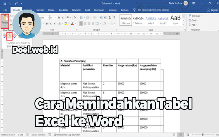 Cara Memindahkan Tabel Excel ke Word