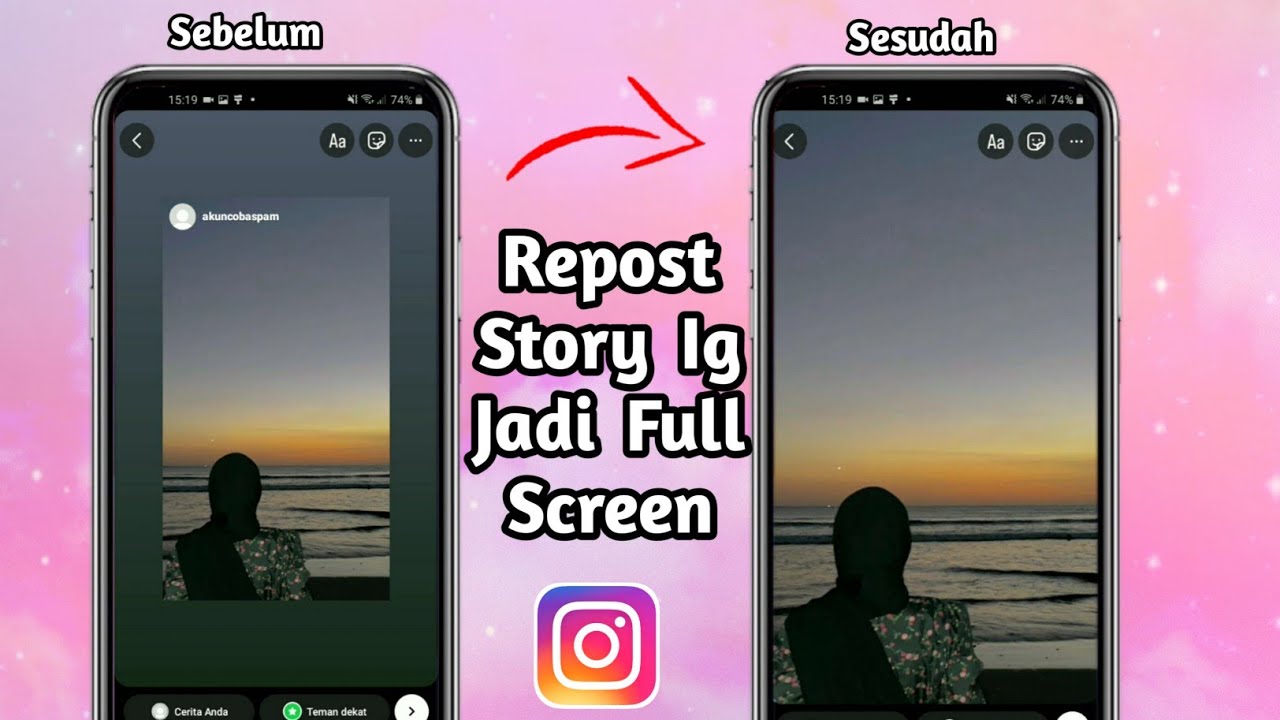 cara repost story IG full screen