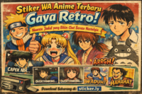 stiker wa anime terbaru gaya retro