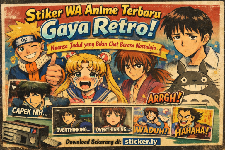 stiker wa anime terbaru gaya retro